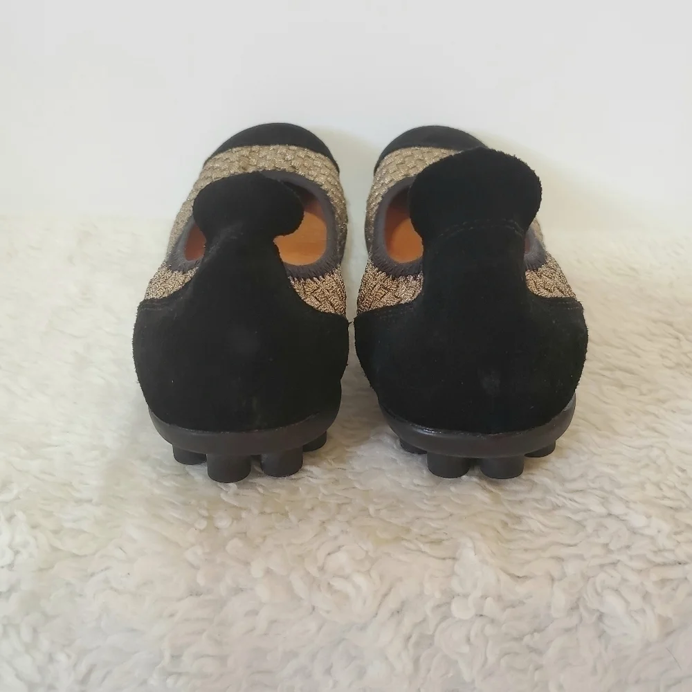 Bernie Mev Bella Me Gold Blk Flat Slip-On Loafers Sz 39 or 8.5/9 - Picture 9 of 15